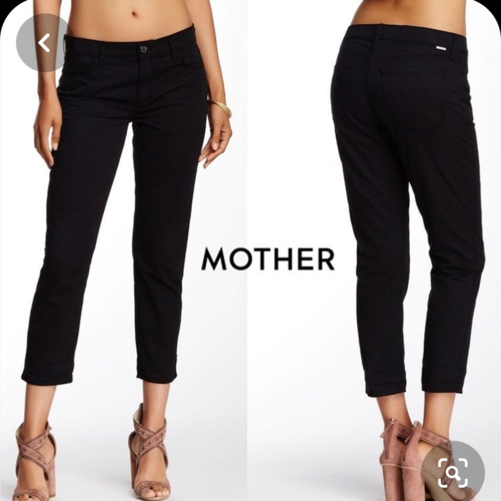 Mother The Dropout Black Crop Boyfriend Slim Jeans - Picture 1 of 7